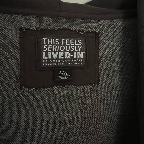 American Eagle Outfitters Dark Gray Hooded Button-up Jacket - Picture 3 of 4